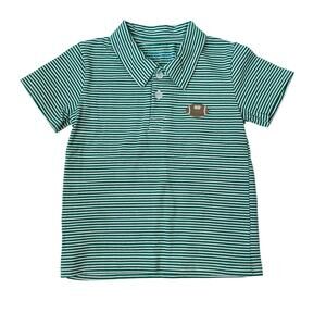 NWT Itsy Bitsy 24M Green Stripe Football Polo